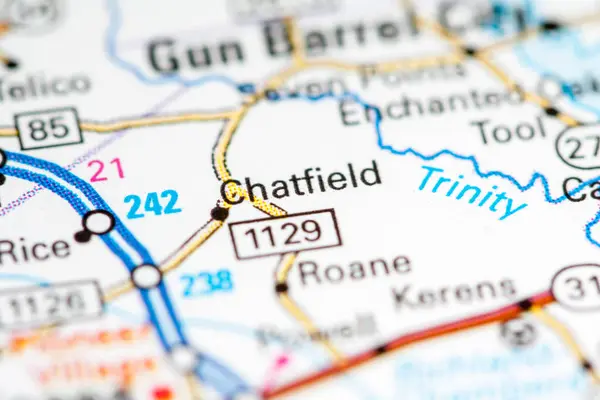 Chatfield. Texas. USA on a map — Stock fotografie