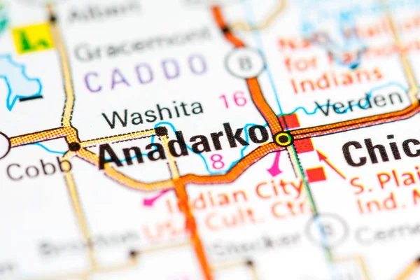 Anadarko 'da. Oklahoma 'da. Haritada Usa — Stok fotoğraf