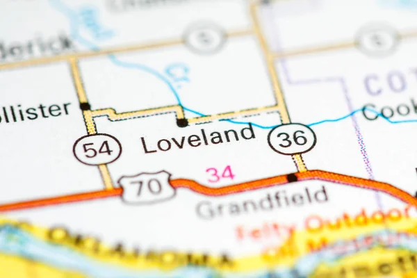 Loveland. Oklahoma. USA on a map — Stock Photo, Image