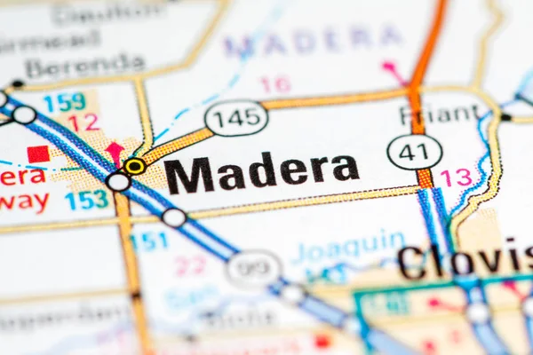 Madera. En California. EEUU en un mapa — Foto de Stock