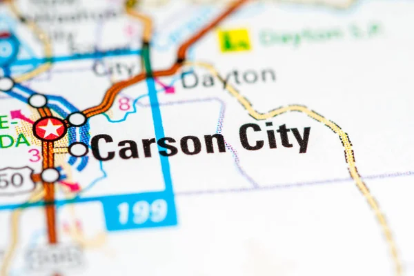 Carson Şehri. Nevada mı? Haritada Usa — Stok fotoğraf