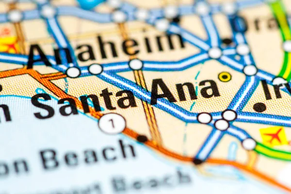 Santa Ana. Califórnia. EUA sobre um mapa — Fotografia de Stock