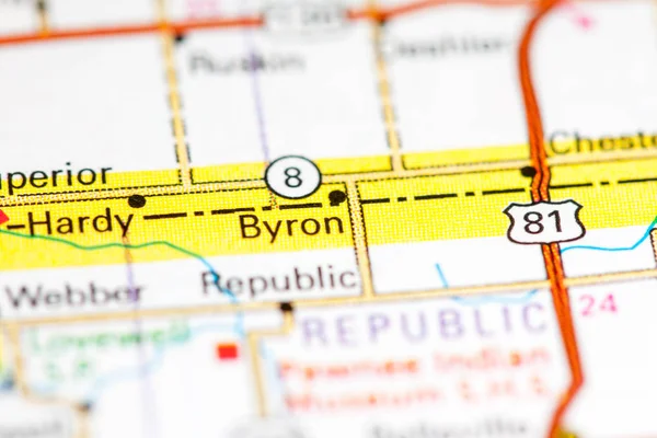 Byron. Kansas. USA auf einer Karte — Stockfoto