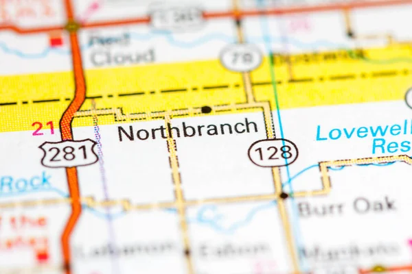 Nordzweig. Kansas. USA auf einer Karte — Stockfoto
