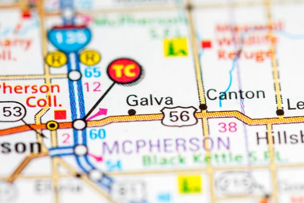 Galva. Kansas. EEUU en un mapa — Foto de Stock