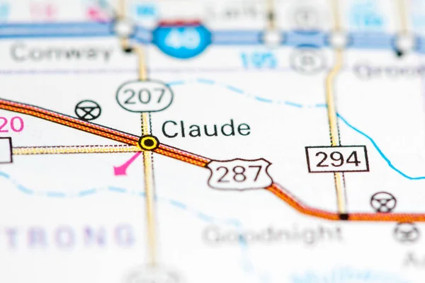 Claude. Texas. Stati Uniti su una mappa — Foto Stock