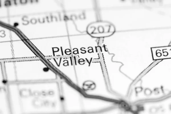 Pleasant Valley. Texas. USA on a map — Stockfoto