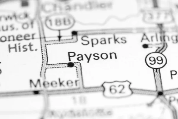 Payson. Oklahoma. USA on a map — Stok fotoğraf