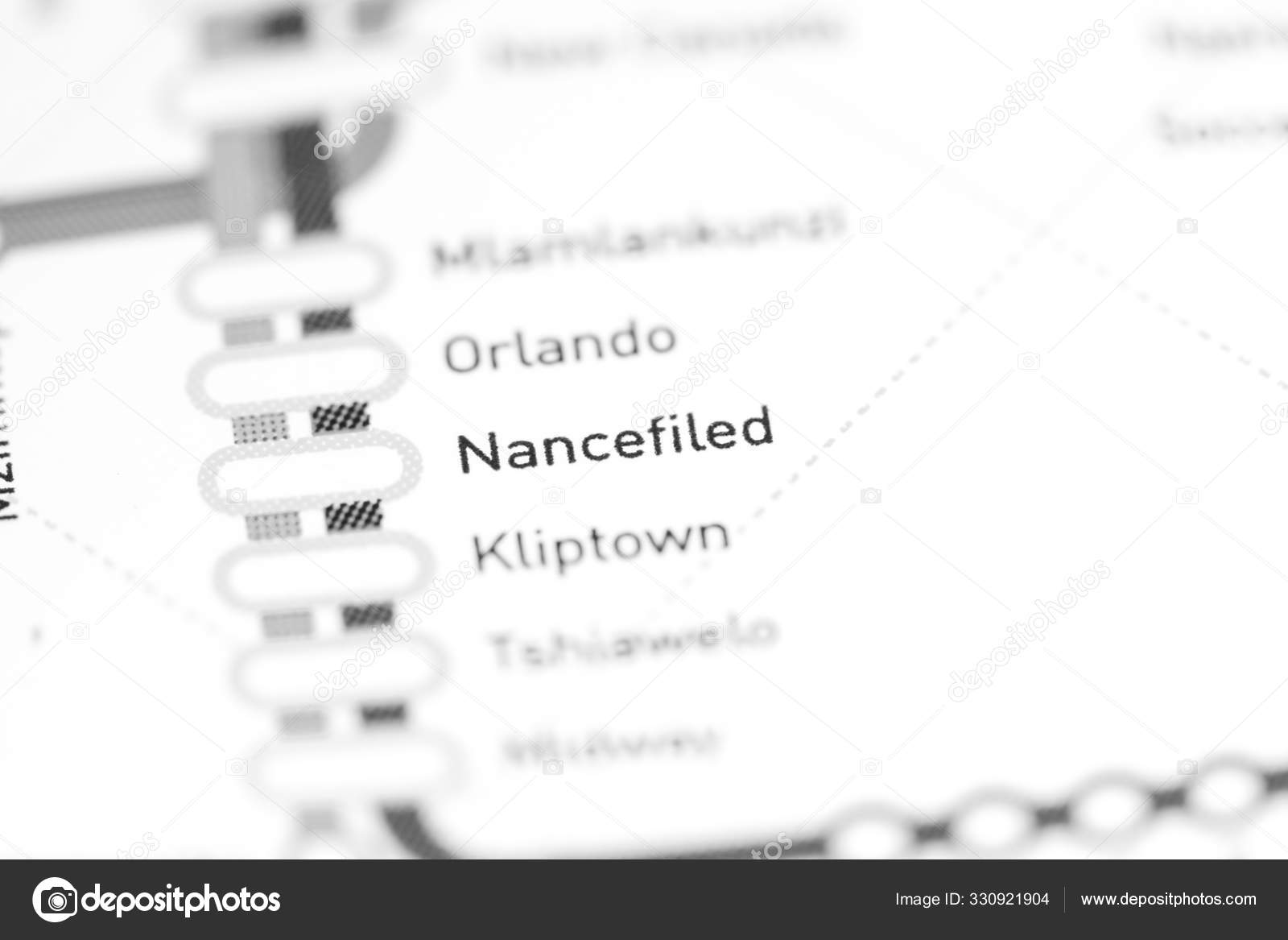 Nancefield Station. Johannesburg Metro map. Stock Photo by