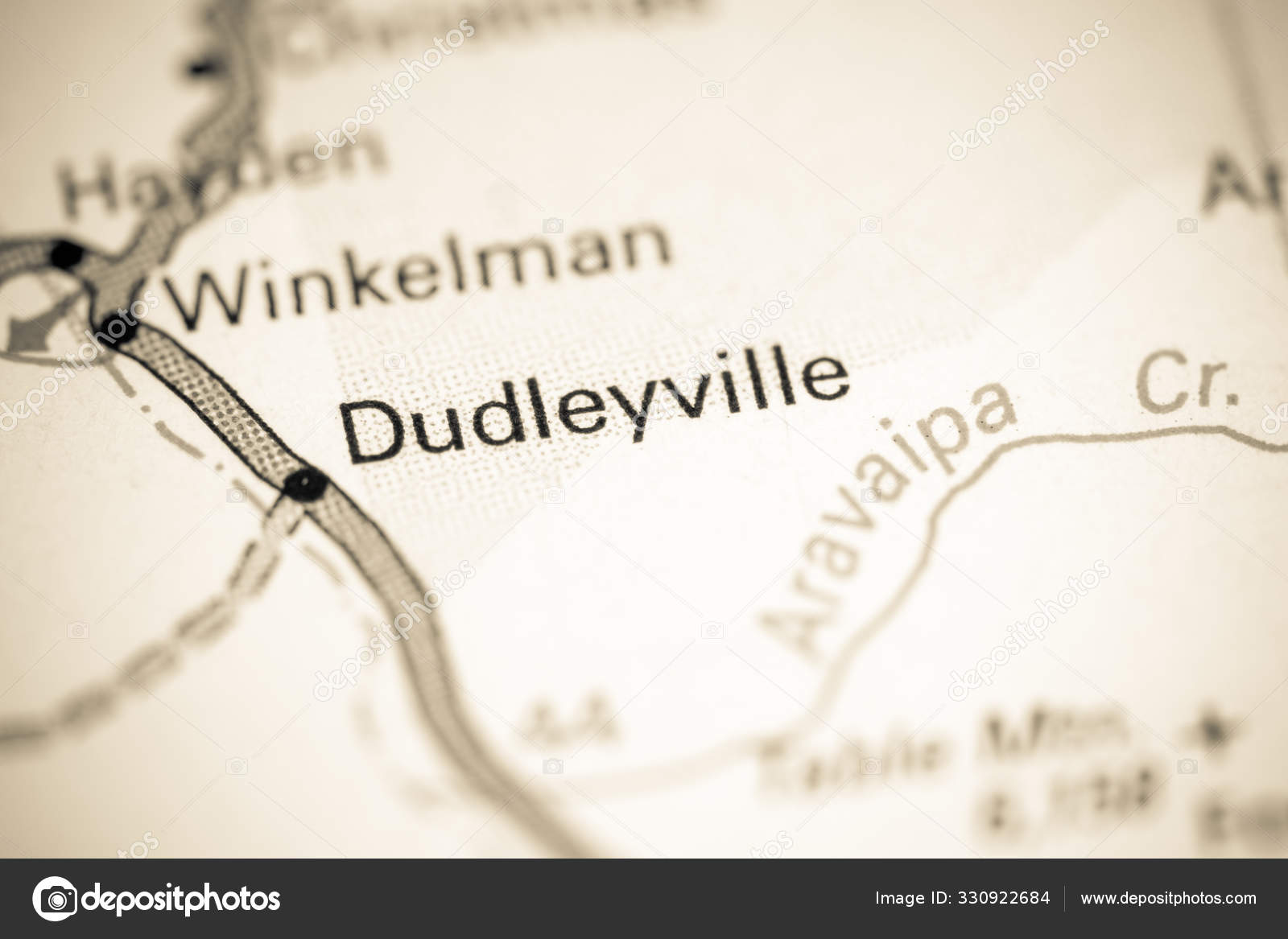 Dudleyville. Arizona. USA on a map Stock Photo by