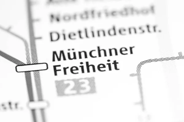 Munchner Freiheit Station. Munich Metro map. — 스톡 사진