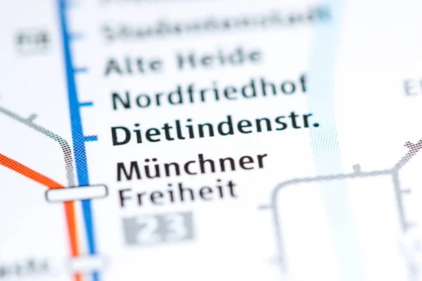 Dietlindenstr. Station. Munich Metro map. — Stockfoto