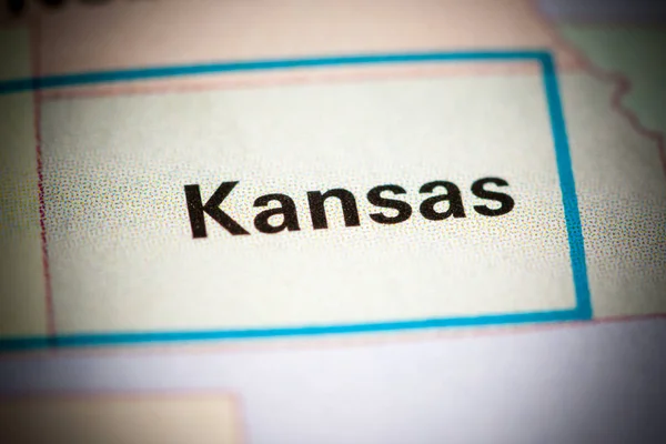 Kansas-ben. Kansas-ben. Usa térképen — Stock Fotó