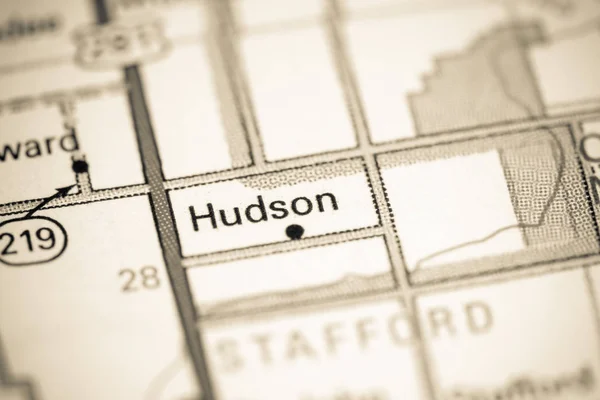 Hudson. Kansas. Stati Uniti su una mappa — Foto Stock