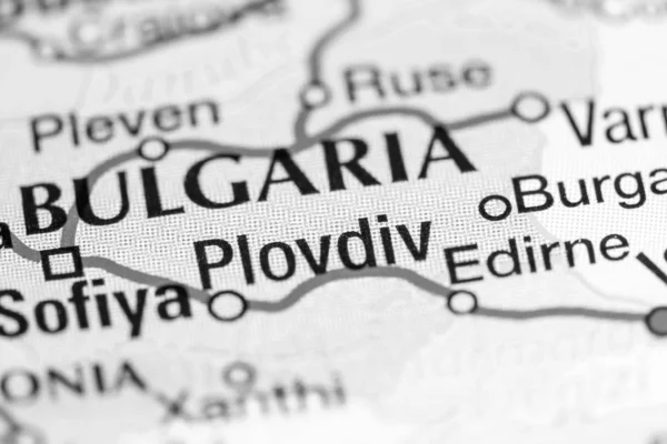Plovdiv, Bulgarie sur une carte — Photo