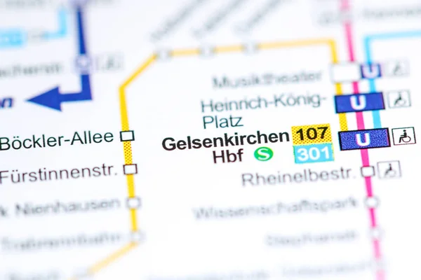 Stanice Gelsenkirchen Hbf. Mapa metra Bochum. — Stock fotografie