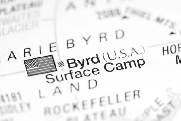 Byrd Oppervlakte Kamp, Usa. Antarctica op een kaart — Stockfoto