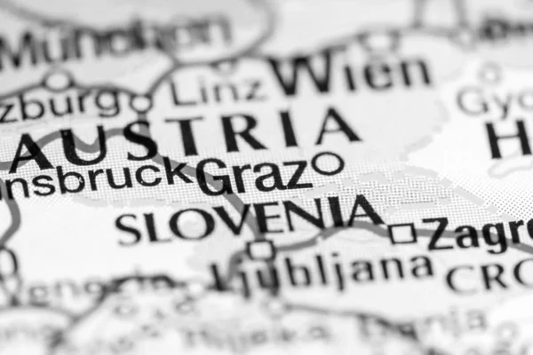Graz, Austria on a map — Stock fotografie