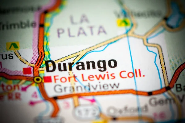 Durango. Colorado. USA on a map — 스톡 사진