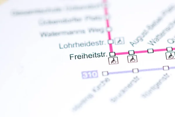 Stanice Freiheitstrasse. Mapa metra Bochum. — Stock fotografie
