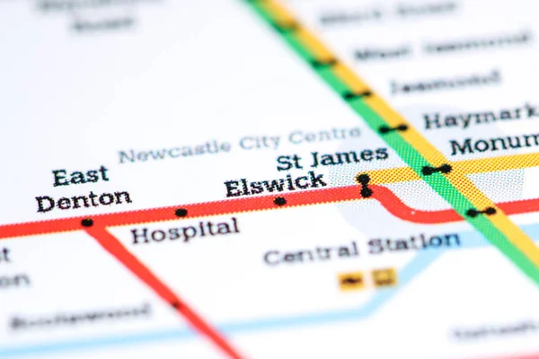 Elswick Station. Carte du métro de Newcastle . — Photo