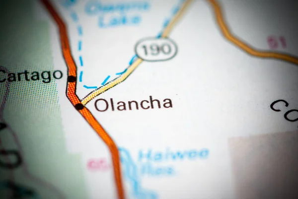 Jag heter Olancha. Kalifornien. Usa på en karta — Stockfoto
