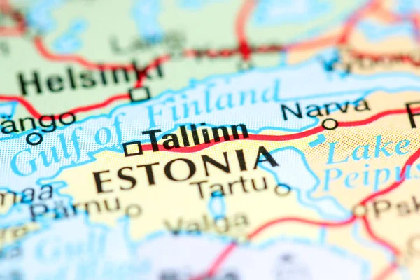 Tallinn, Estonsko na mapě — Stock fotografie