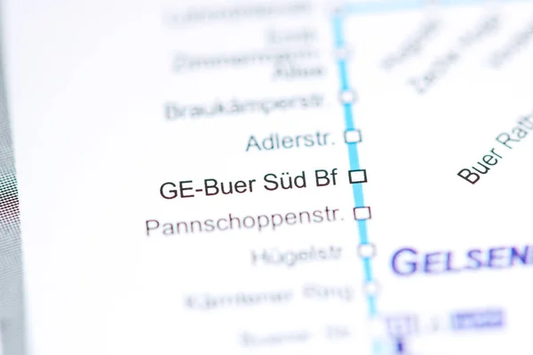 Ge-Buer Sud Bf állomás. Bochum metrótérkép. — Stock Fotó