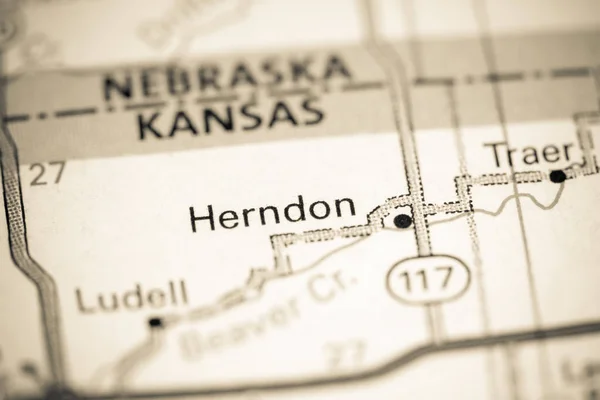 Herndon. Kansas. Stati Uniti su una mappa — Foto Stock