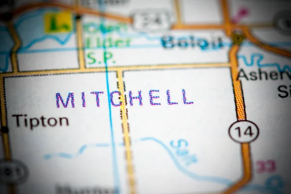 米切尔Mitchell. 堪萨斯州 地图上的Usa — 图库照片