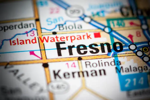 Fresno. Do Kalifornii. Usa na mapie — Zdjęcie stockowe