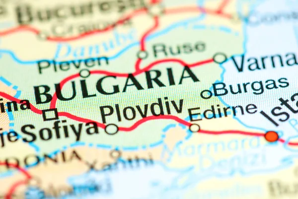 Plovdiv, Bulgaria on a map — Stock fotografie