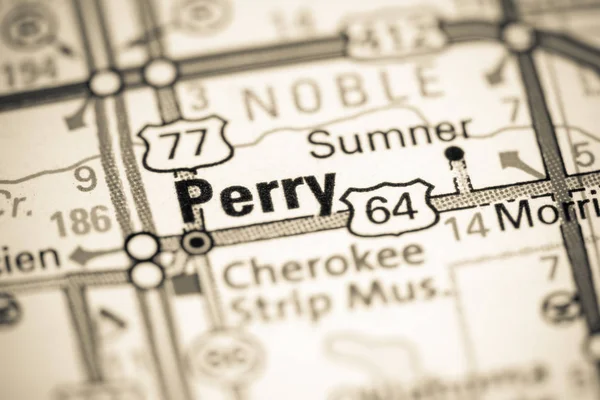 Perry. Oklahoma. USA on a map — Stok fotoğraf