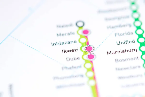 Stazione Ikwezi. Mappa della metropolitana di Johannesburg . — Foto Stock
