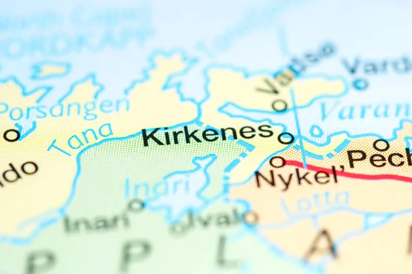 Kirkenes. Finland on a map — Stock Photo, Image