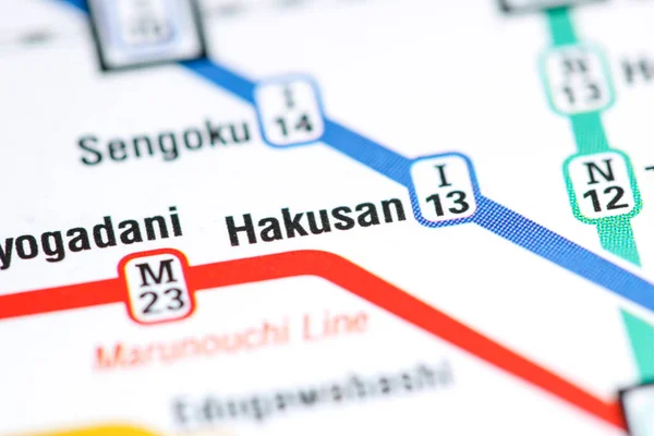Het Hakusan Station. Metrokaart Tokio. — Stockfoto