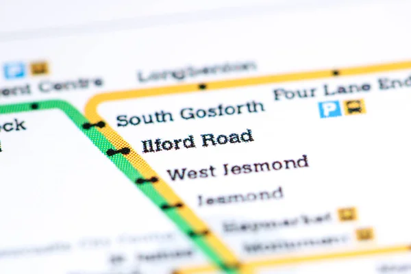 Ilford Road Station. Newcastle Metro map. — Stock Photo, Image