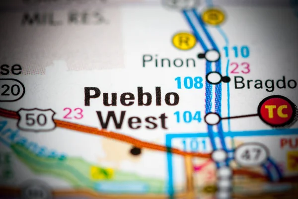 Pueblo Oeste. Colorado. EEUU en un mapa — Foto de Stock