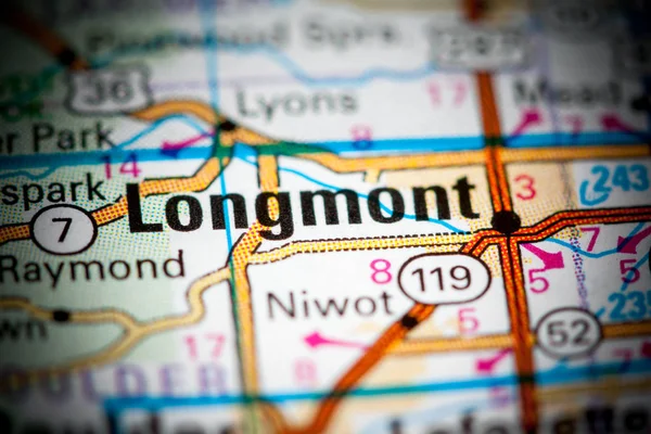 Longmont. Colorado. Usa op een kaart — Stockfoto