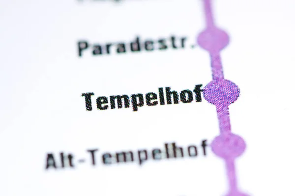 Tempelhof Állomás. Berlin metrótérkép. — Stock Fotó