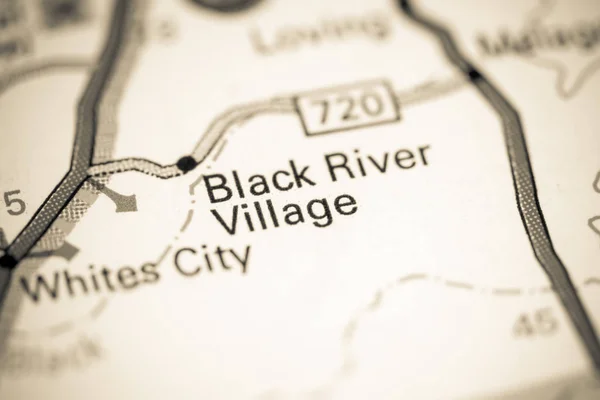 Black River Village. Novo México. EUA sobre um mapa — Fotografia de Stock