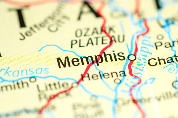 Memphis, Tennessee. USA on a map