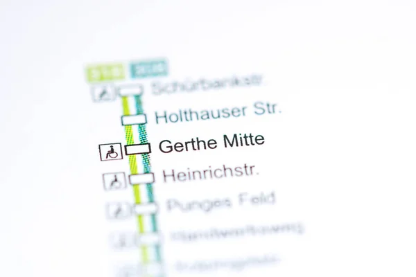 Gerthe Mitte駅。ボチュムメトロ地図. — ストック写真