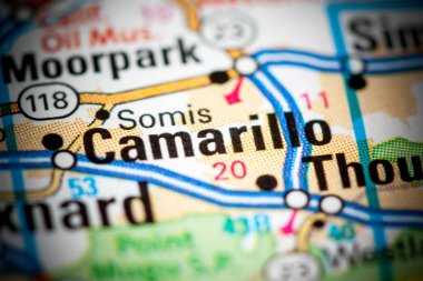 Camarillo. California. USA on a map clipart