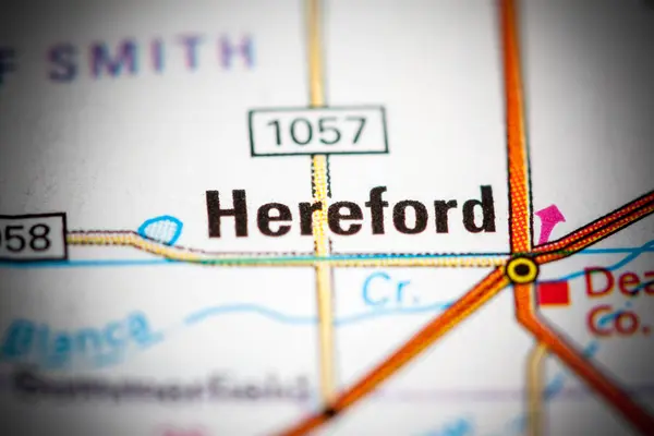 Hereford. Texas. EUA sobre um mapa — Fotografia de Stock