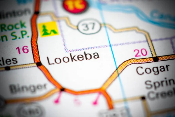 Lookeba. Oklahoma. EUA sobre um mapa — Fotografia de Stock