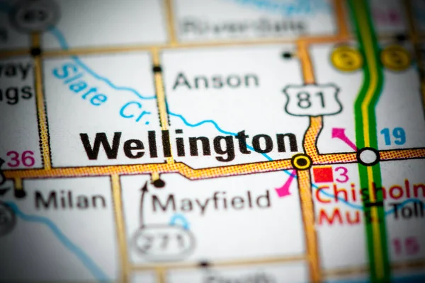Jestem Wellington. W Kansas. USA na mapie — Zdjęcie stockowe