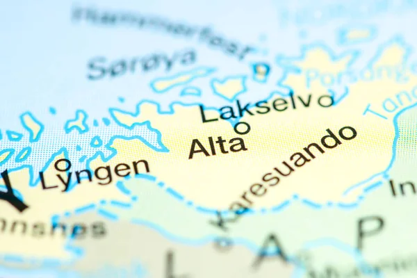 Alta, Noruega sobre um mapa — Fotografia de Stock