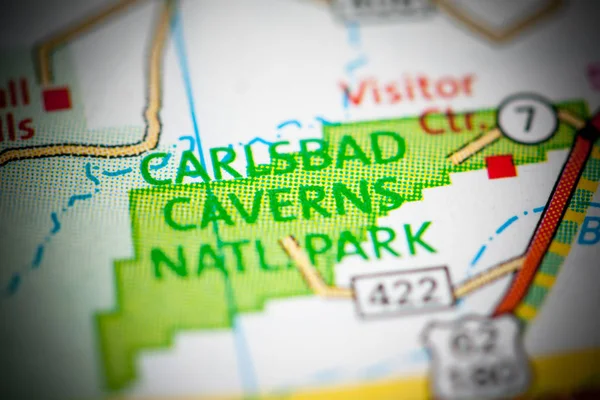 Parque Nacional Carlsbad Cavernas. Nuevo México. EEUU en un mapa — Foto de Stock