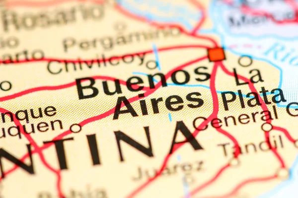 Buenos Aires. Argentina sobre um mapa — Fotografia de Stock